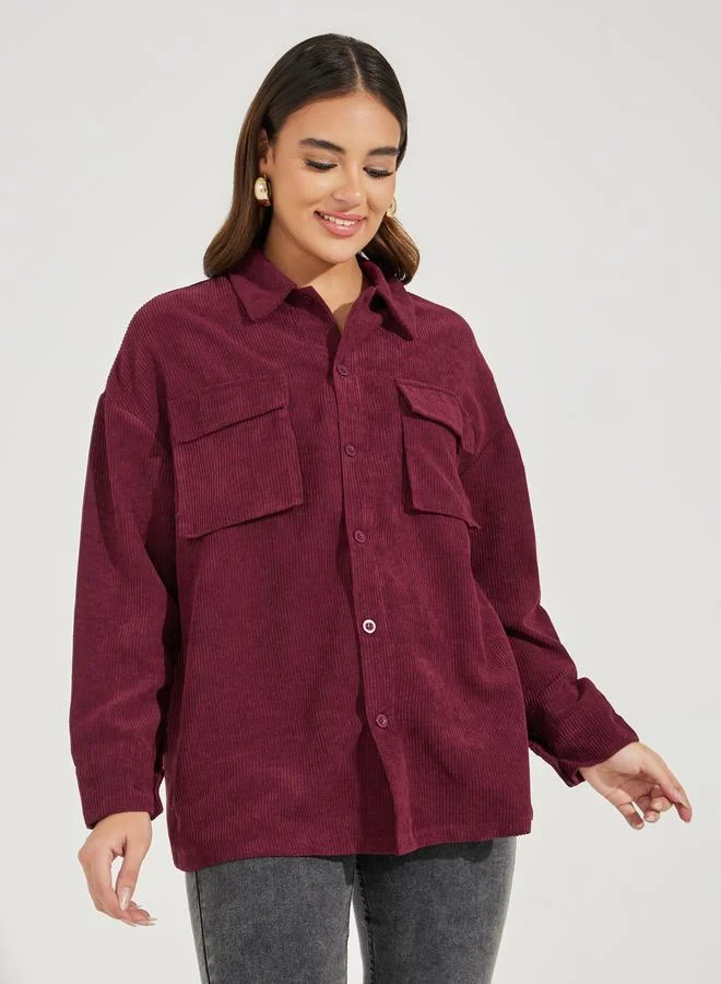 Styli Styli Oversized Longline Corduroy Shacket