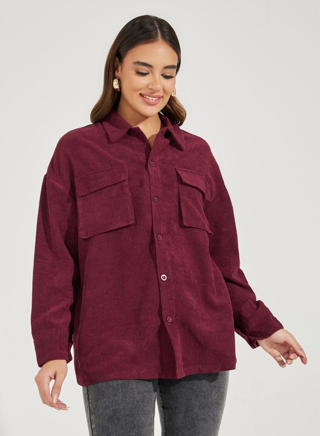 Styli Oversized Longline Corduroy Shacket - Image 1