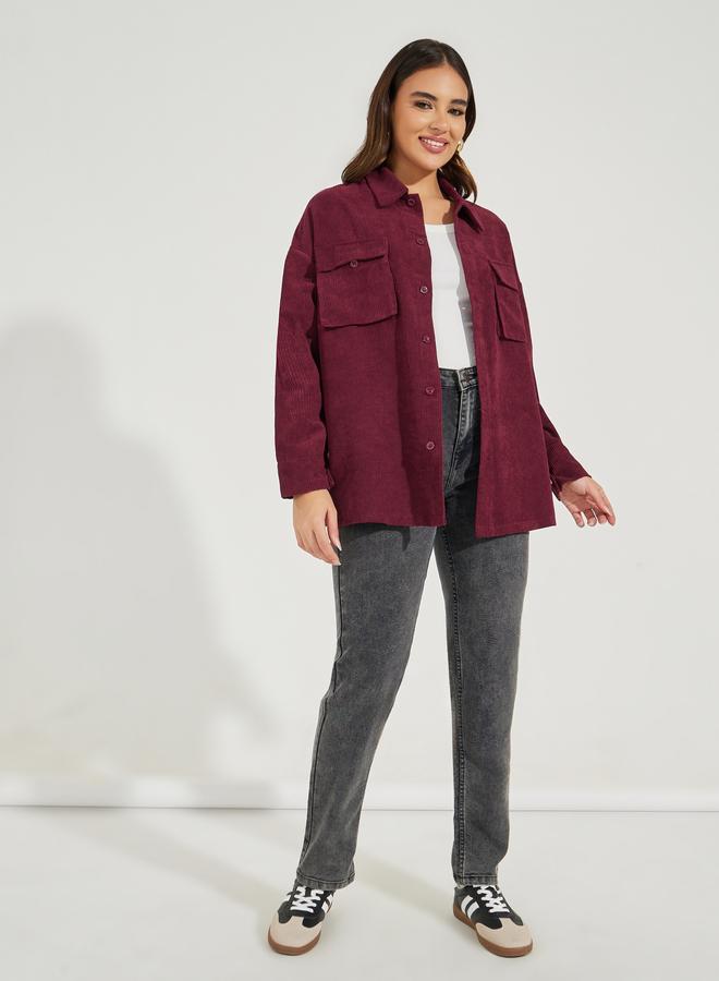 Styli Oversized Longline Corduroy Shacket - Image 3