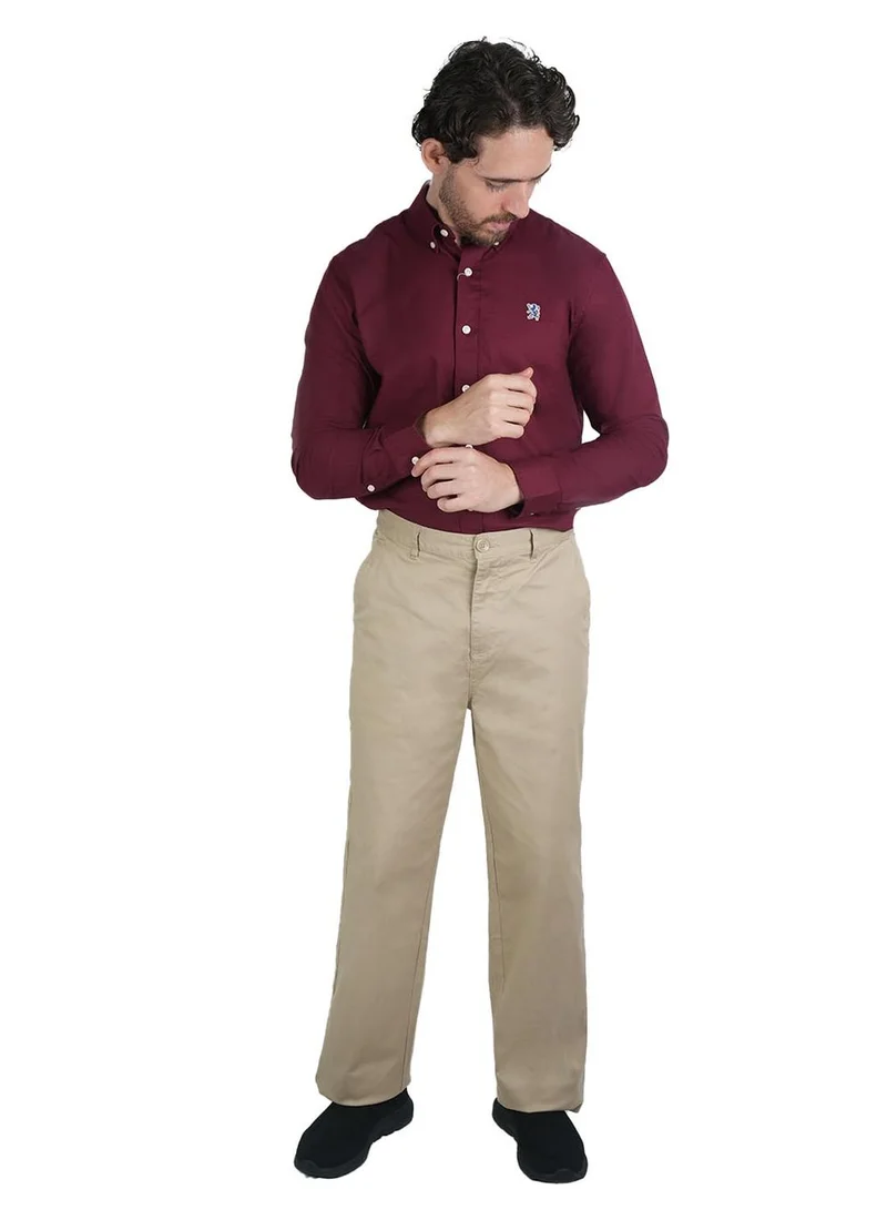 GIORDANO Men’s Relaxed Straight Cotton Stretch Khaki Pants