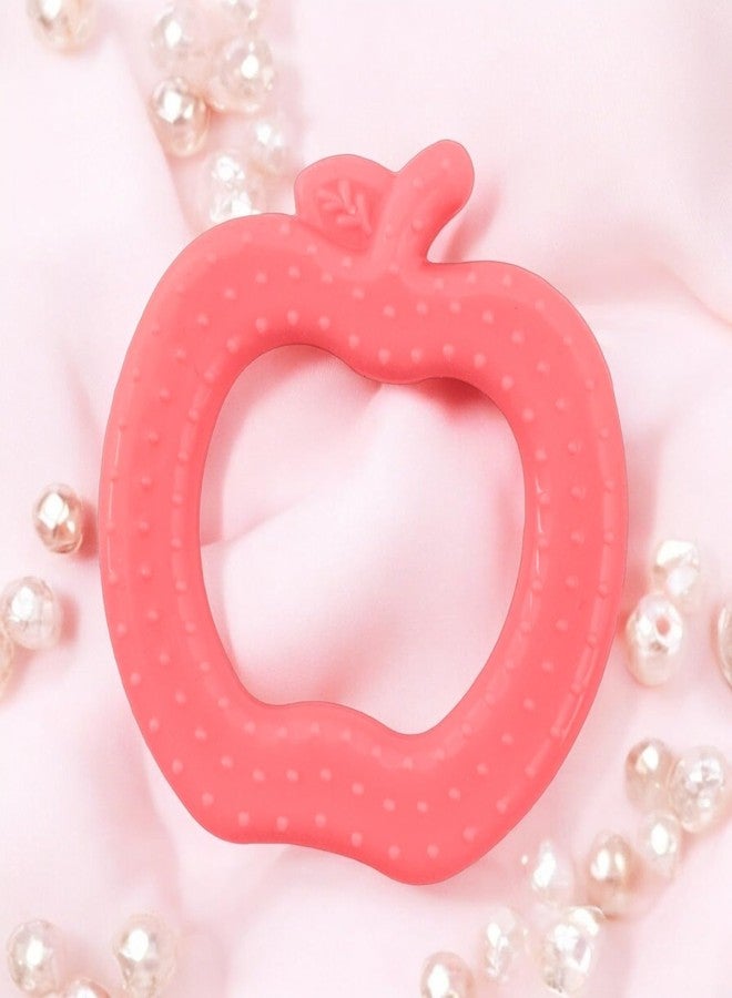 MamaLaps Soft Silicone Baby Teether, Silicone BPA Free Teethers for Newborn Infant, Teething Toy for Babies with Textured Surface for Soothing Gums (Pack of 1, Apple-Pink) - Image 1