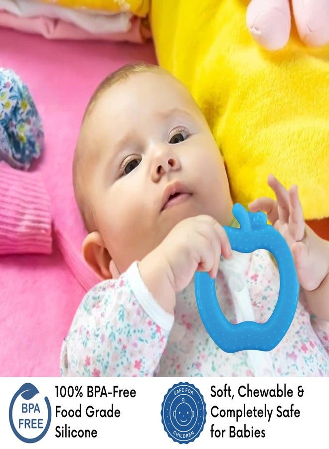 MamaLaps Soft Silicone Baby Teether, Silicone BPA Free Teethers for Newborn Infant, Teething Toy for Babies with Textured Surface for Soothing Gums (Pack of 1, Apple-Pink) - Image 3