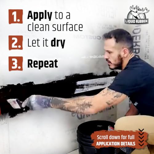 Liquid Rubber Basement and Foundation Repair Sealant - Waterproof Concrete Sealer & Crack Filler - Flexible Coating for Indoor & Outdoor Use - Waterproofing Paint - Black, 1 Gallon - Image 5