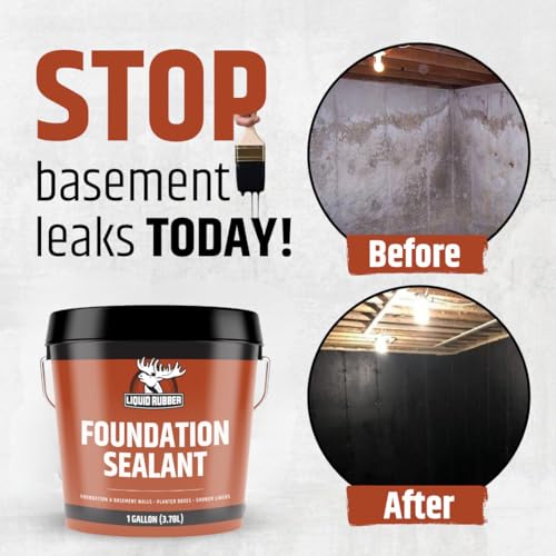 Liquid Rubber Basement and Foundation Repair Sealant - Waterproof Concrete Sealer & Crack Filler - Flexible Coating for Indoor & Outdoor Use - Waterproofing Paint - Black, 1 Gallon - Image 2
