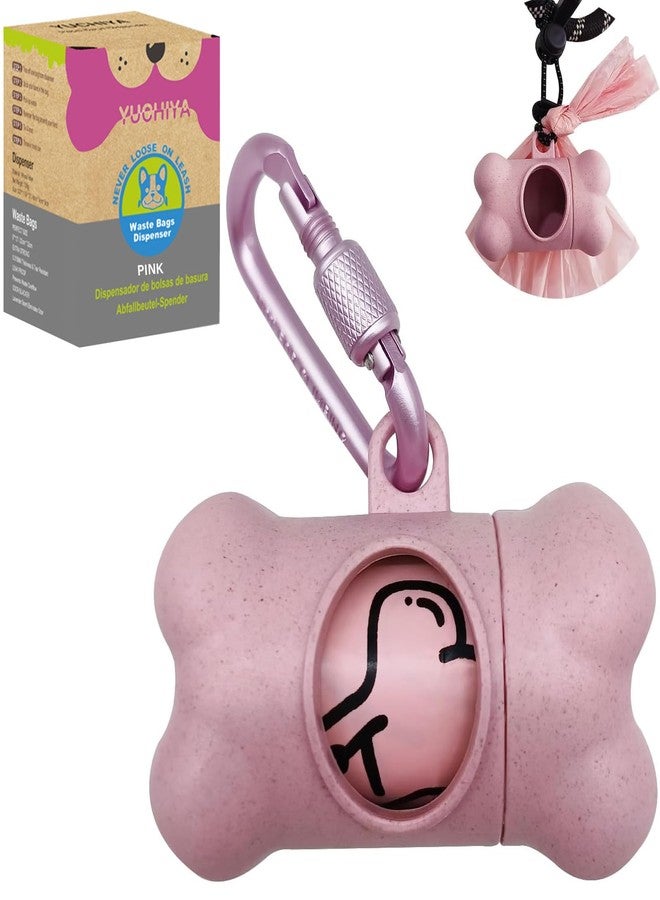 YUCHIYA Dog Poop Pickup Bags Holder Dispenser with 1 Roll Random Color Leak-proof Scented Doggy Waste Bags and Carabiner with Safety Lock Plus Hook and Loop Fastener Never Loose on Leash Lead Again (Pink) - Image 1
