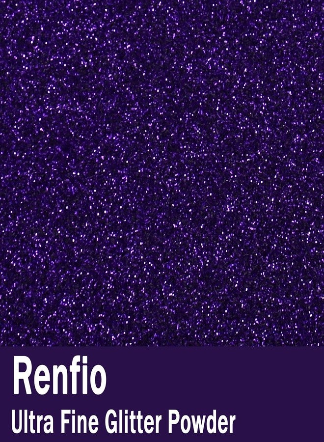 Renfio مسحوق رينفيو فائق النعومة، جليتر معدني، راتنج لامع، 60 غرام (2.11 أونصة)، رقائق PET، ترتر للحرف اليدوية، 0.2 مم (1/128 بوصة)، رقائق إيبوكسي لتزيين الأكواب، سلايم، ورود - لون باذنجاني بنفسجي - Image 2