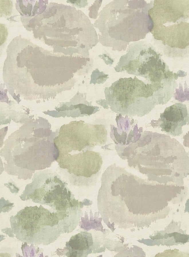 NuWallpaper Water Lily Lavender and Green Peel and Stick Wallpaper, NUS6420 - Image 1