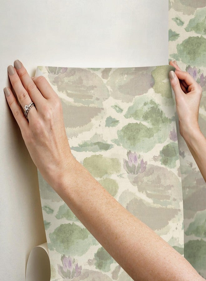 NuWallpaper Water Lily Lavender and Green Peel and Stick Wallpaper, NUS6420 - Image 5