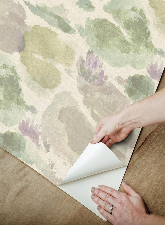 NuWallpaper Water Lily Lavender and Green Peel and Stick Wallpaper, NUS6420 - Image 4