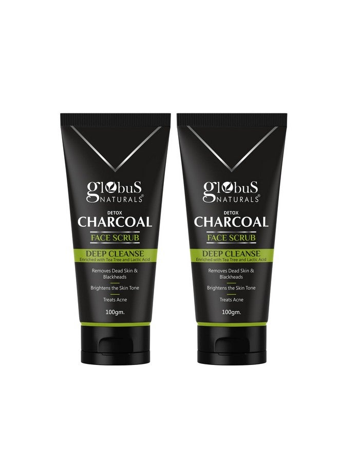 Globus Naturals Anti Pollution & Anti Acne Charcoal Face Scrub Detox & Deep Cleanse Formula Fights Pollution And Detans Skin For Men With Oily & Acne Prone Skin 100 Gms Pack Of 2 - Image 1