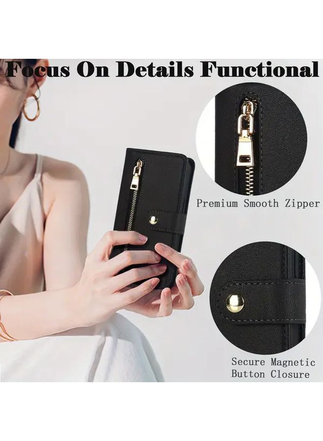 Large Capacity Crossbody Phone Wallet Case With Credit Card Holder For iPhone 15 Plus Light Purple Faux Leather Pouch For Men And Women - Image 3
