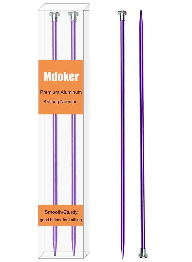Mdoker 13.8 Inch Anodized Aluminum Knitting Needles,Colored Straight Single Pointed Metal Sweater Knitting Needle for DIY Knitting Projects,Size US 6(4mm) - Image 1