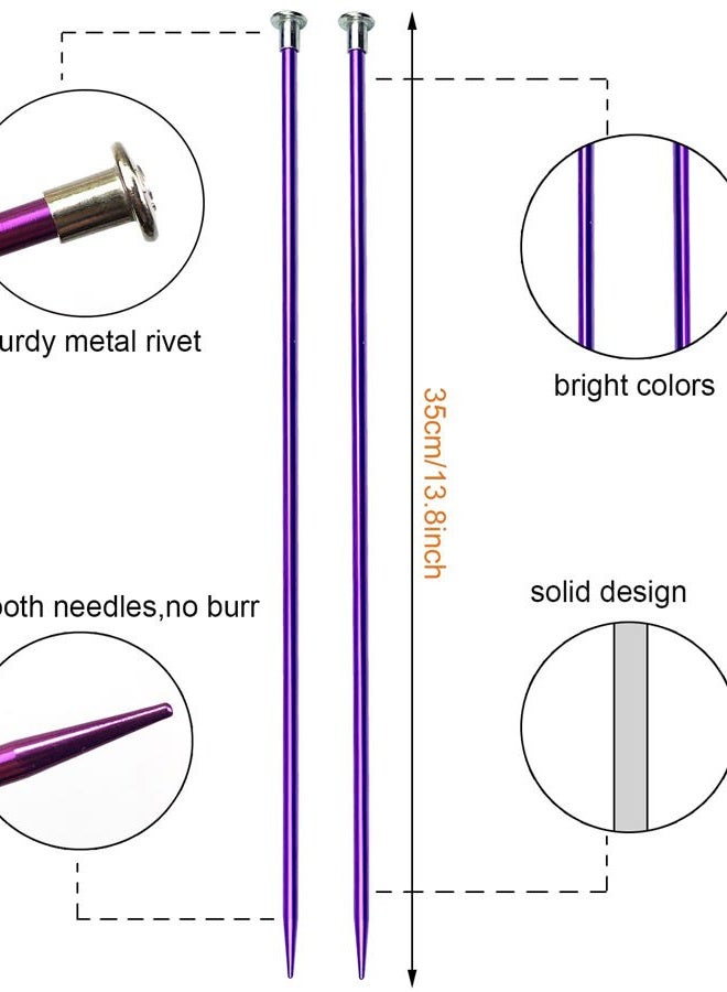 Mdoker 13.8 Inch Anodized Aluminum Knitting Needles,Colored Straight Single Pointed Metal Sweater Knitting Needle for DIY Knitting Projects,Size US 6(4mm) - Image 2