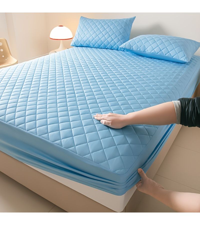 White Fully Elastic Fitted Bottom Sheet Thickened Breathable Urine Proof No Pillowcase 78.74 Inch - Image 4