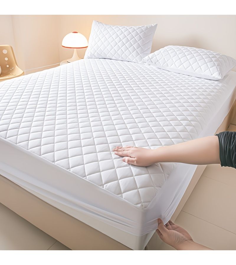 White Fully Elastic Fitted Bottom Sheet Thickened Breathable Urine Proof No Pillowcase 78.74 Inch - Image 2
