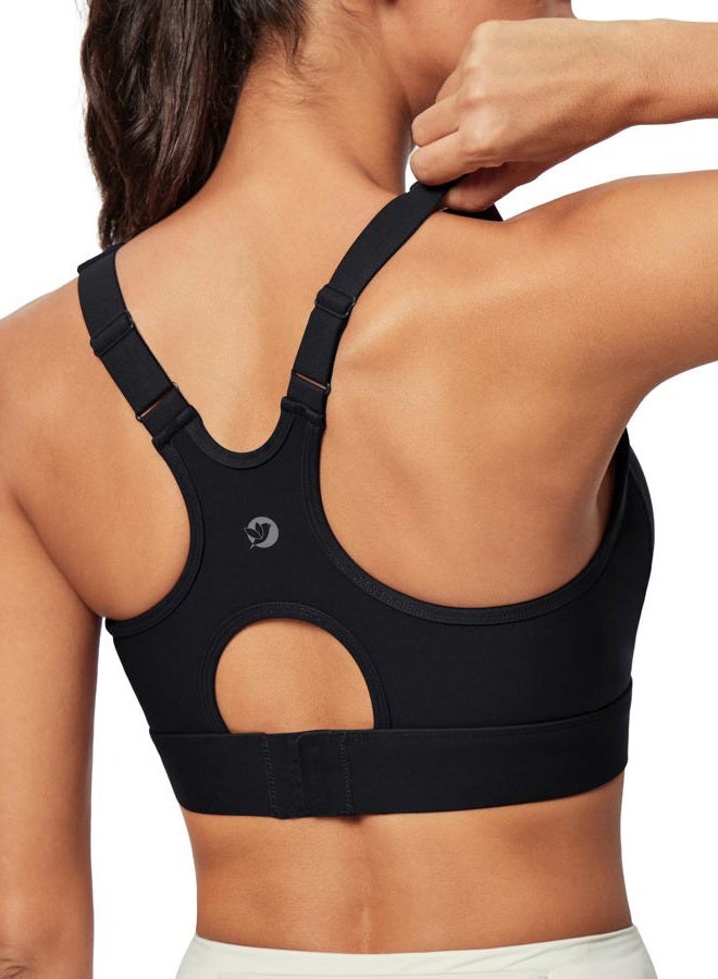 IUGA High Impact Sports Bras for Women High Support Racerback Sports Bra with Sewn-in Pads Adjustable Straps, Ink Black, XS - Image 1