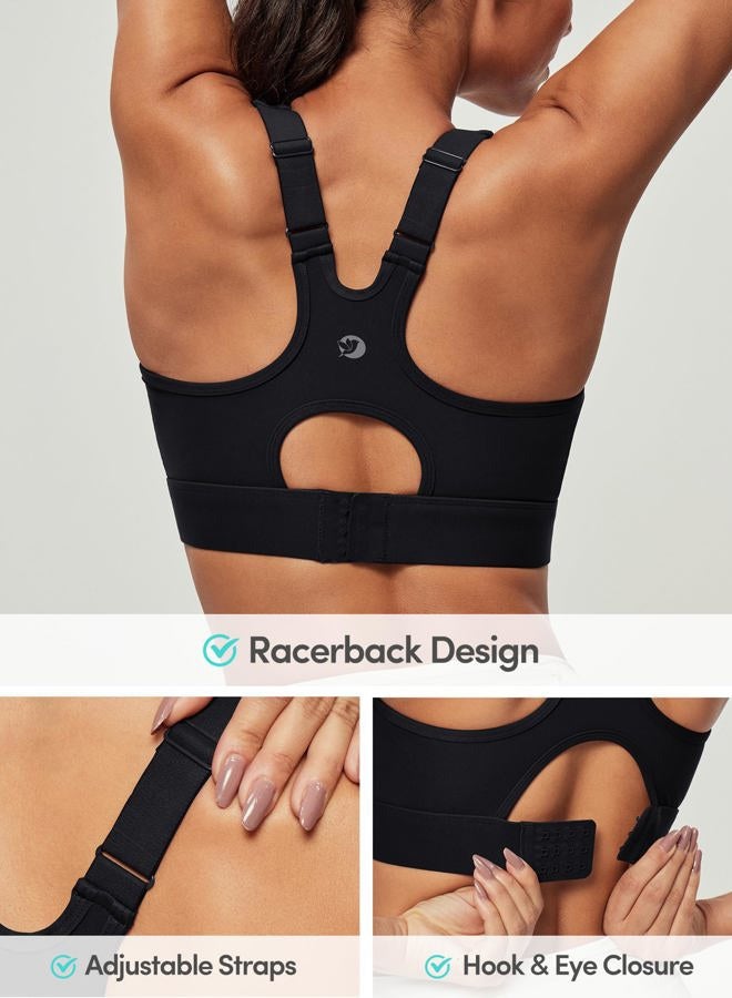 IUGA High Impact Sports Bras for Women High Support Racerback Sports Bra with Sewn-in Pads Adjustable Straps, Ink Black, XS - Image 3