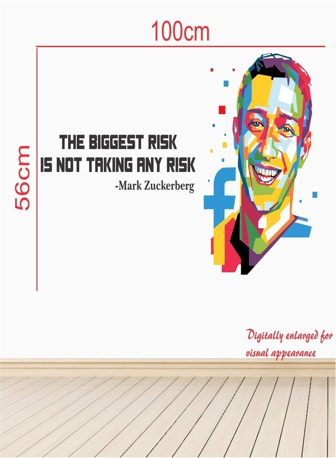 StickMe Mark Zuckerberg - The Biggest Risk is Not Taking Any Risk Inspirational Quotes Wall Sticker-Self Adhesive Peel & Stick Vinyl Motivational Wallpaper -SM660 (100cm X 56 cm) - Image 3