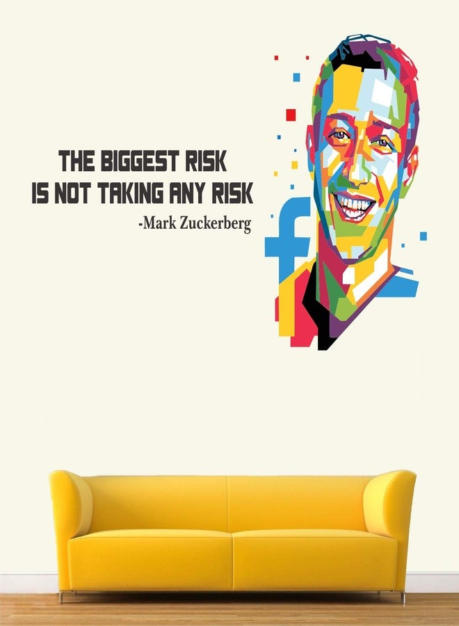 StickMe Mark Zuckerberg - The Biggest Risk is Not Taking Any Risk Inspirational Quotes Wall Sticker-Self Adhesive Peel & Stick Vinyl Motivational Wallpaper -SM660 (100cm X 56 cm) - Image 2