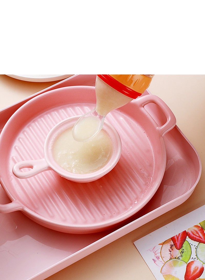 Soft Silicone Baby Light Weight Food Dispenser Bottle With Spoon Complementary Food Blue  - Image 4