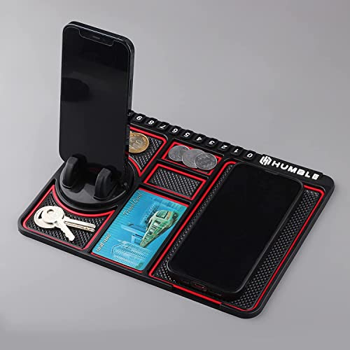 HUMBLE Silicone Car Dashboard Mat with 360 Degrees Rotating Phone Holder,Coin & Key Slot, Anti-Slip Mat with Parking Numbers (Black) - Image 5