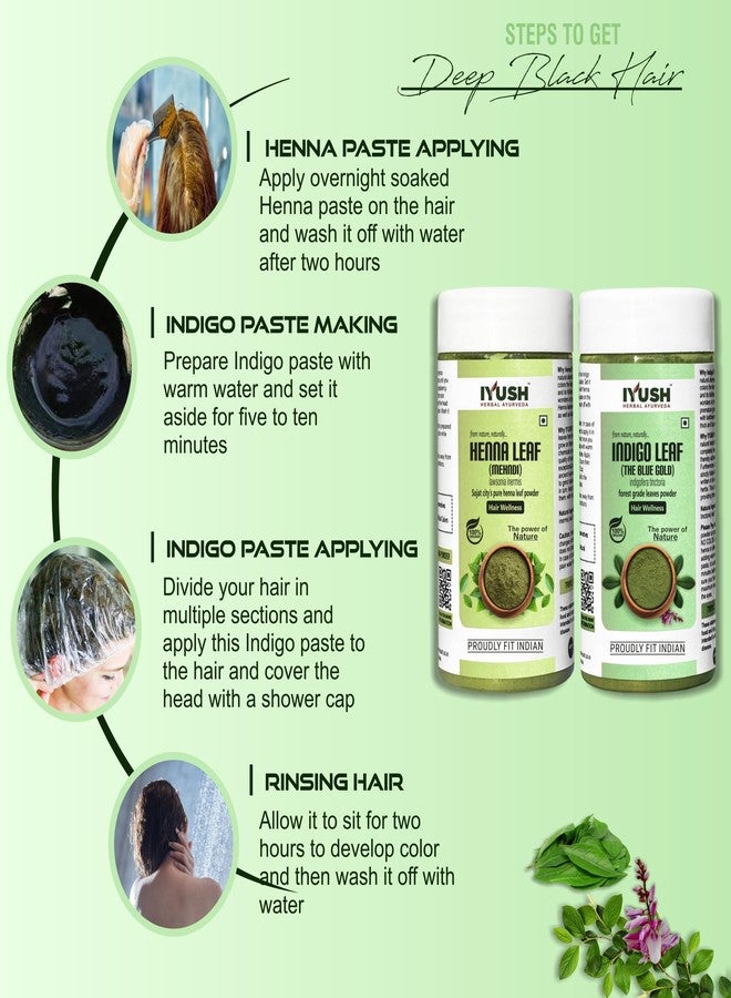 IYUSH Herbal Ayurveda Henna and Indigo Powder - 500gm | Indigo Powder Organic for Hair and Henna Powder for Hair Colour | Natural Hair Colour without Chemical | Herbal Hair Colour | 250gm each - Image 4