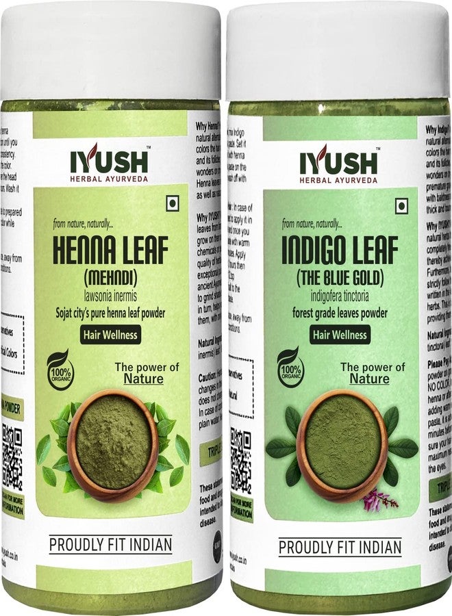 IYUSH Herbal Ayurveda Henna and Indigo Powder - 500gm | Indigo Powder Organic for Hair and Henna Powder for Hair Colour | Natural Hair Colour without Chemical | Herbal Hair Colour | 250gm each - Image 1