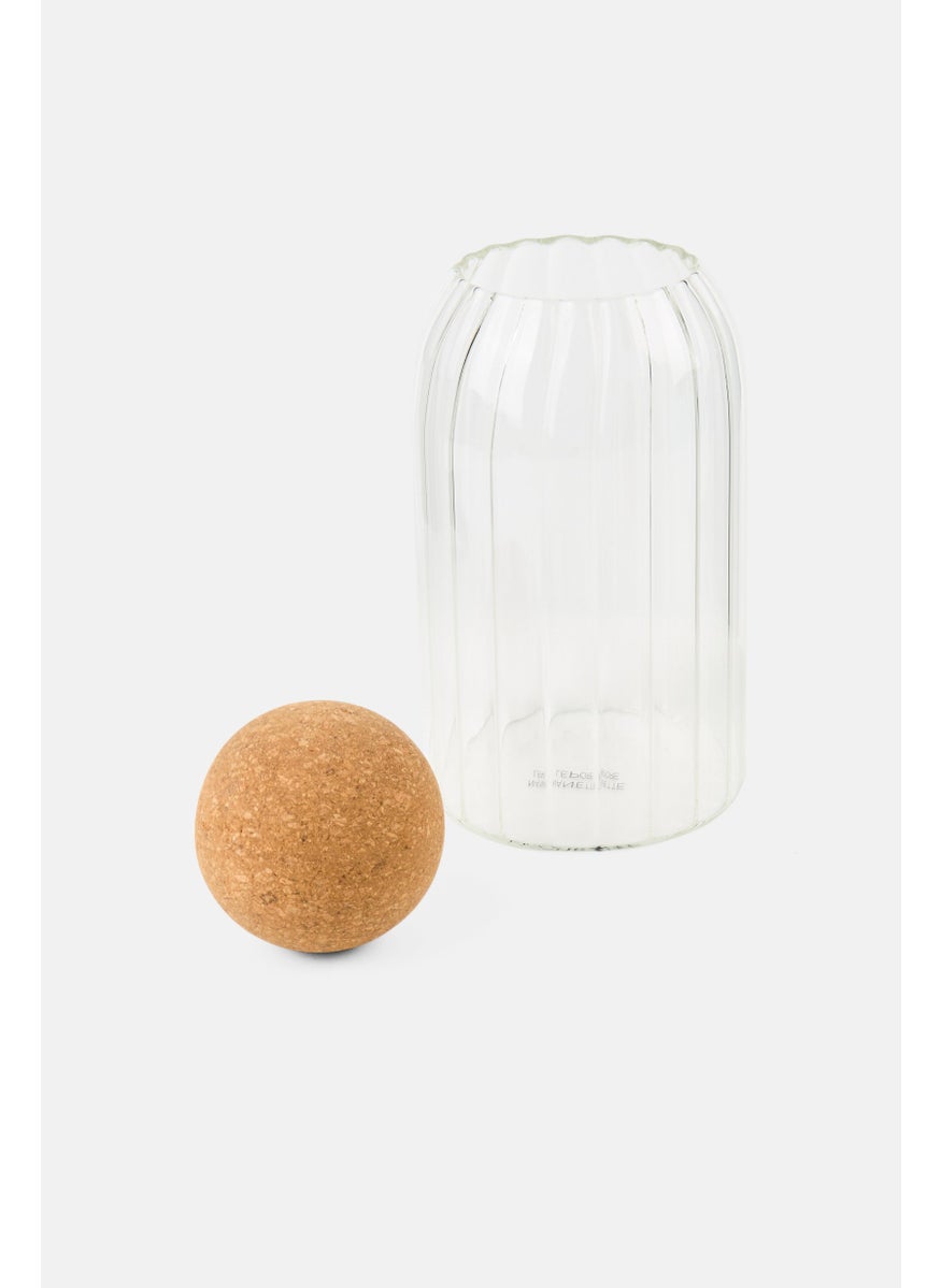 Nanette lepore Striped Glass Ganister With Cork Ball 800 ml, Transparent  - Image 2