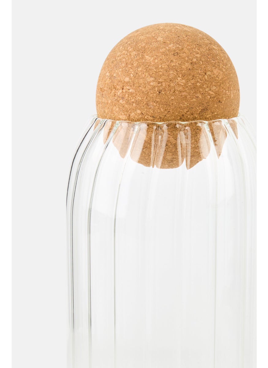 Nanette lepore Striped Glass Ganister With Cork Ball 800 ml, Transparent  - Image 3