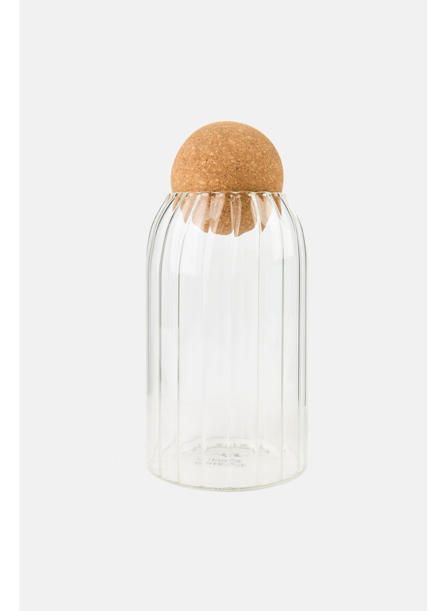 Nanette lepore Striped Glass Ganister With Cork Ball 800 ml, Transparent  - Image 1