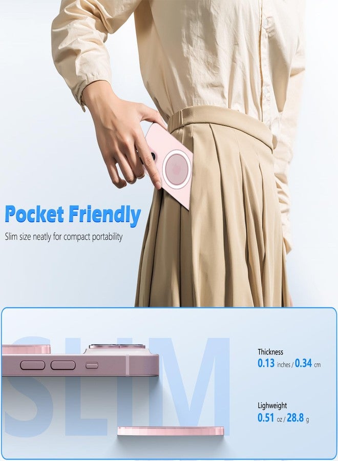 imluckies Magnetic Base Compatible with PopSocket Phone Grips and MagSafe iPhone Series Case, Removable Kindle/Phone Holder Base, Thin & Light Portable Plate, Matte Pink - Image 4