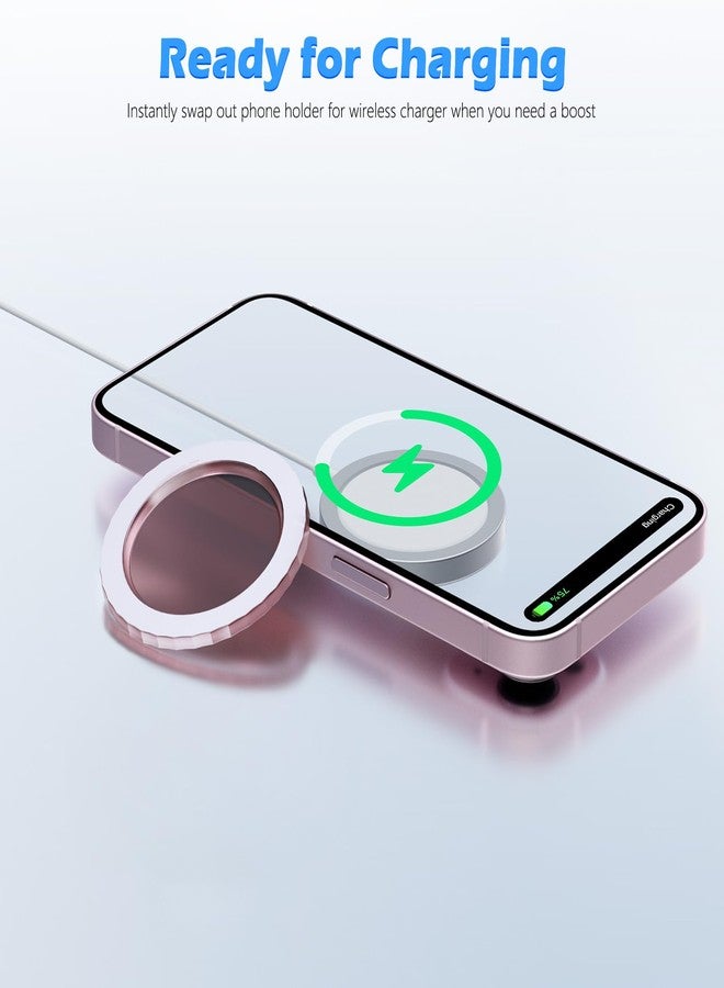 imluckies Magnetic Base Compatible with PopSocket Phone Grips and MagSafe iPhone Series Case, Removable Kindle/Phone Holder Base, Thin & Light Portable Plate, Matte Pink - Image 5