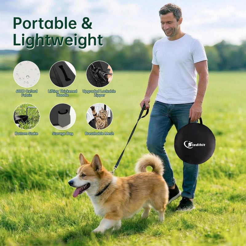 Siedihit Dog Playpen,Cat Pet Puppy Pen,Portable Playpens for Dogs Indoor Outdoor Travel Camping Use,Foldable Dog Kennel Tent Crate for Rabbit Small Animals with Carrying Case (Dark Grey, Medium) - Image 4