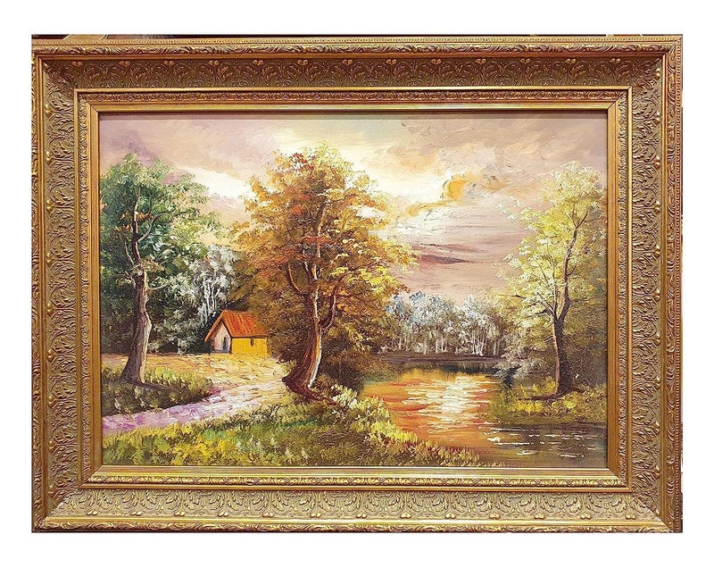 Hand Painted Oil Painting with Frame - Image 1