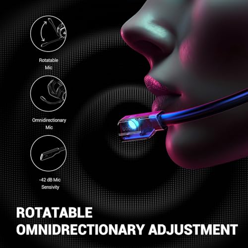 EKSA E1000 USB Gaming Headset for PC, Computer Headphones with Microphone/Mic Noise Cancelling, 7.1 Surround Sound, RGB Light - Wired Headphones for PS4, PS5 Console, Laptop, Call Center - Image 3