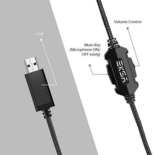 EKSA E1000 USB Gaming Headset for PC, Computer Headphones with Microphone/Mic Noise Cancelling, 7.1 Surround Sound, RGB Light - Wired Headphones for PS4, PS5 Console, Laptop, Call Center - Image 2