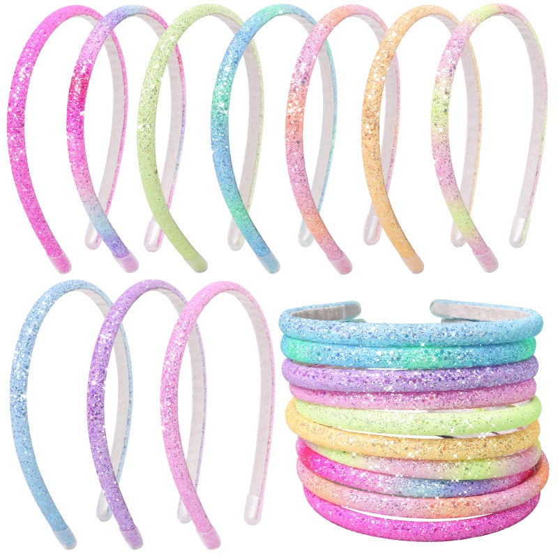 Fishdown Glitter Headband for Girls Women Sparkle Headband Accessory Set of 10 - Image 1