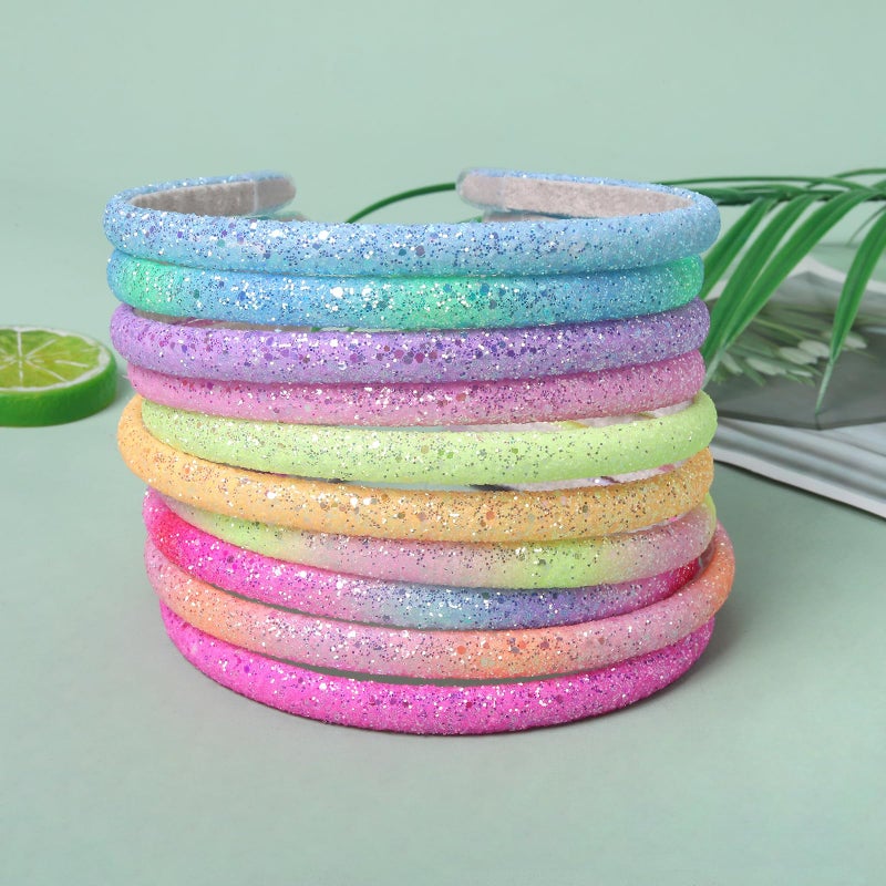 Fishdown Glitter Headband for Girls Women Sparkle Headband Accessory Set of 10 - Image 2