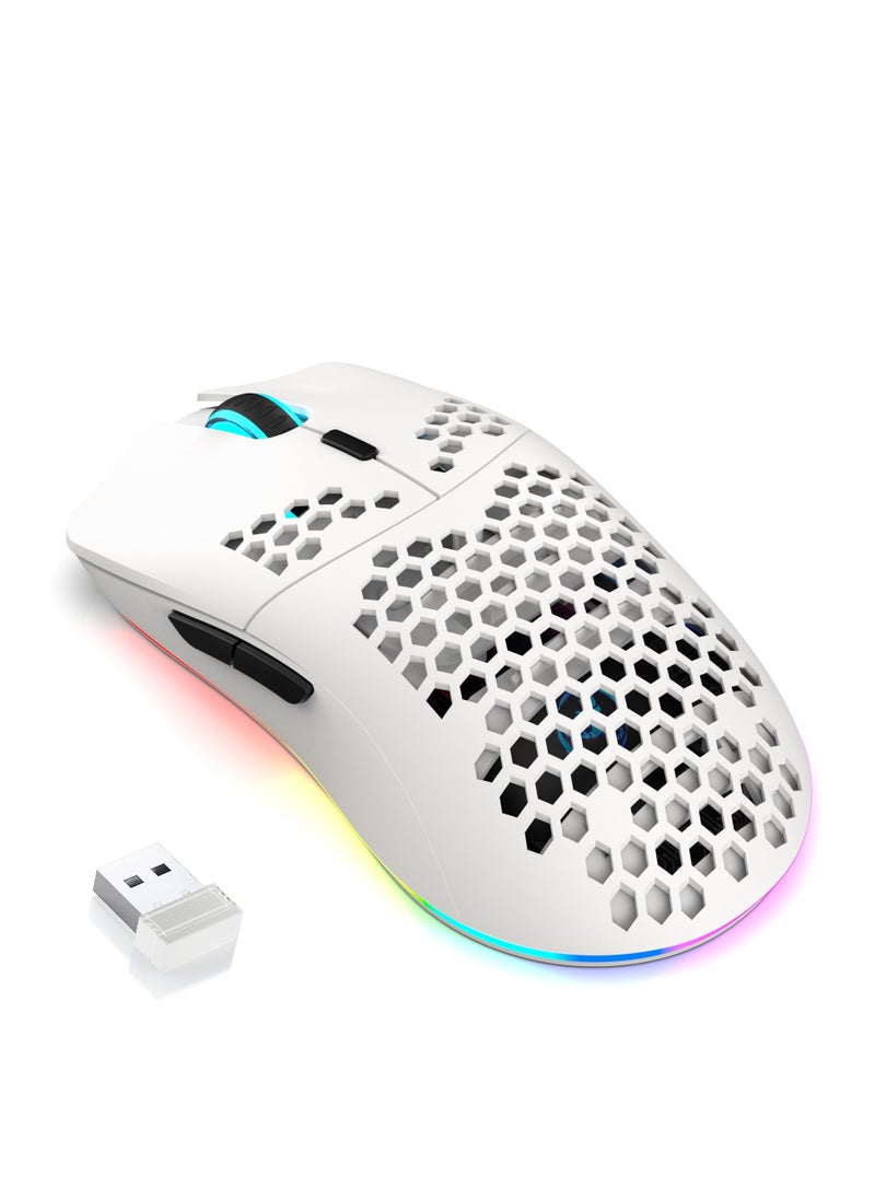 إتش إكس إس جيه ماوس الألعاب T66 RGB ثلاثي الأوضاع 2.4 جيجاهرتز/سلكي/BT5.3 مع DPI قابل للتعديل لأجهزة الكمبيوتر المكتبية والكمبيوتر المحمول  - Image 3