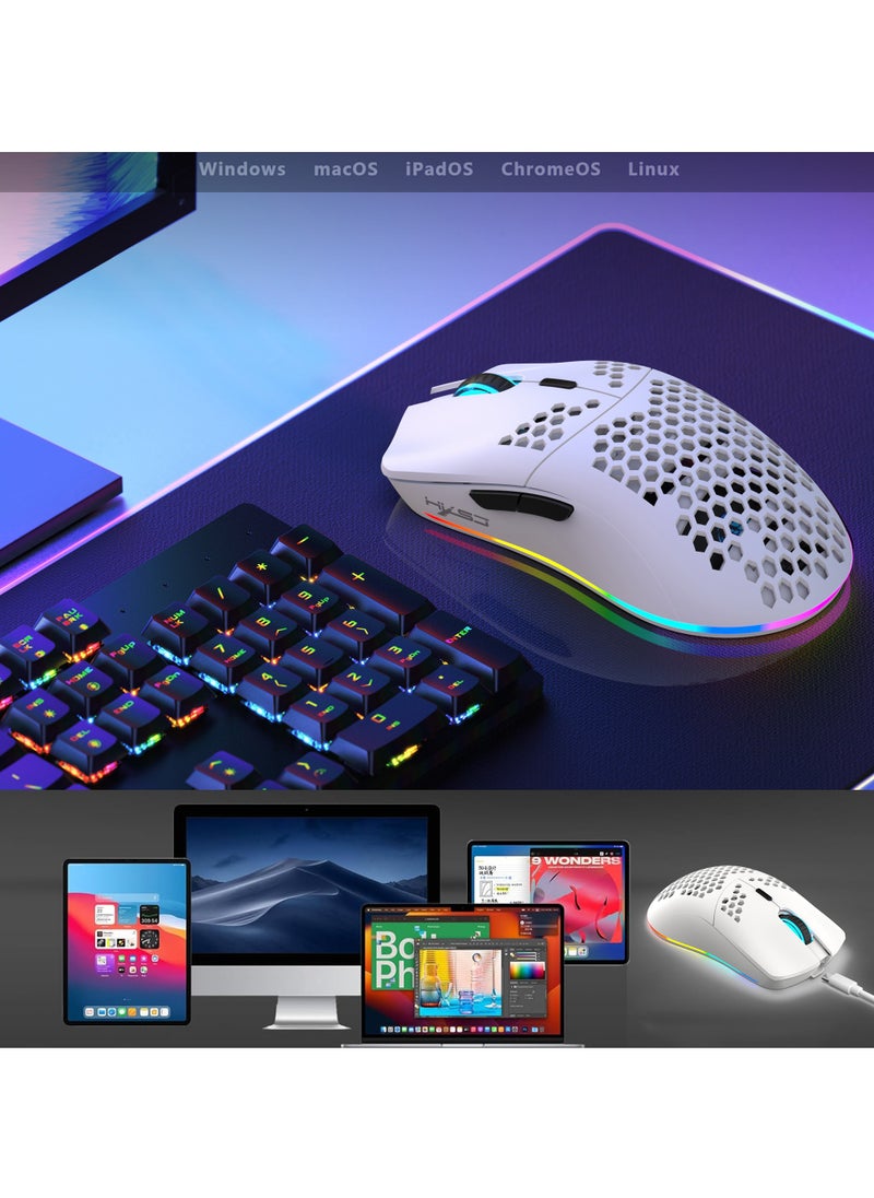 إتش إكس إس جيه - ماوس الألعاب T66 RGB ثلاثي الأوضاع 2.4 جيجاهرتز/سلكي/BT5.3 مع DPI قابل للتعديل لأجهزة الكمبيوتر المكتبية والكمبيوتر المحمول - Image 1