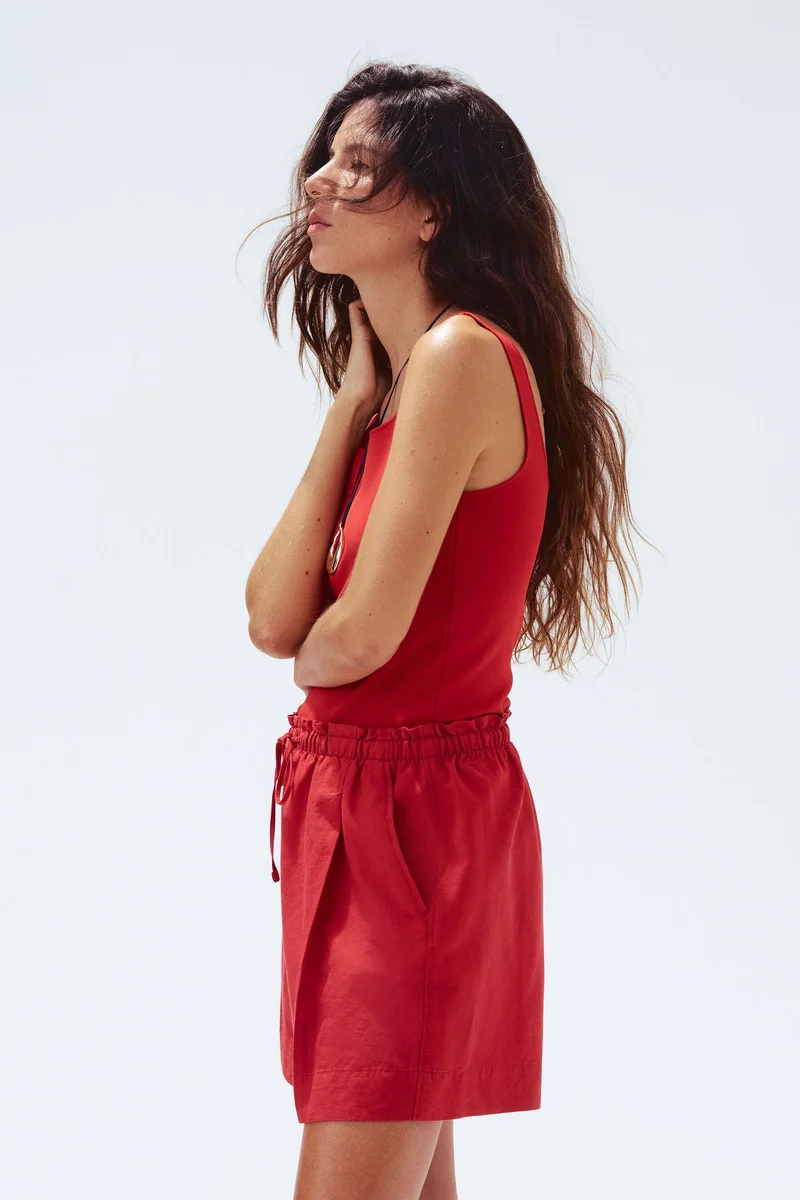 H&M Linen-blend drawstring shorts