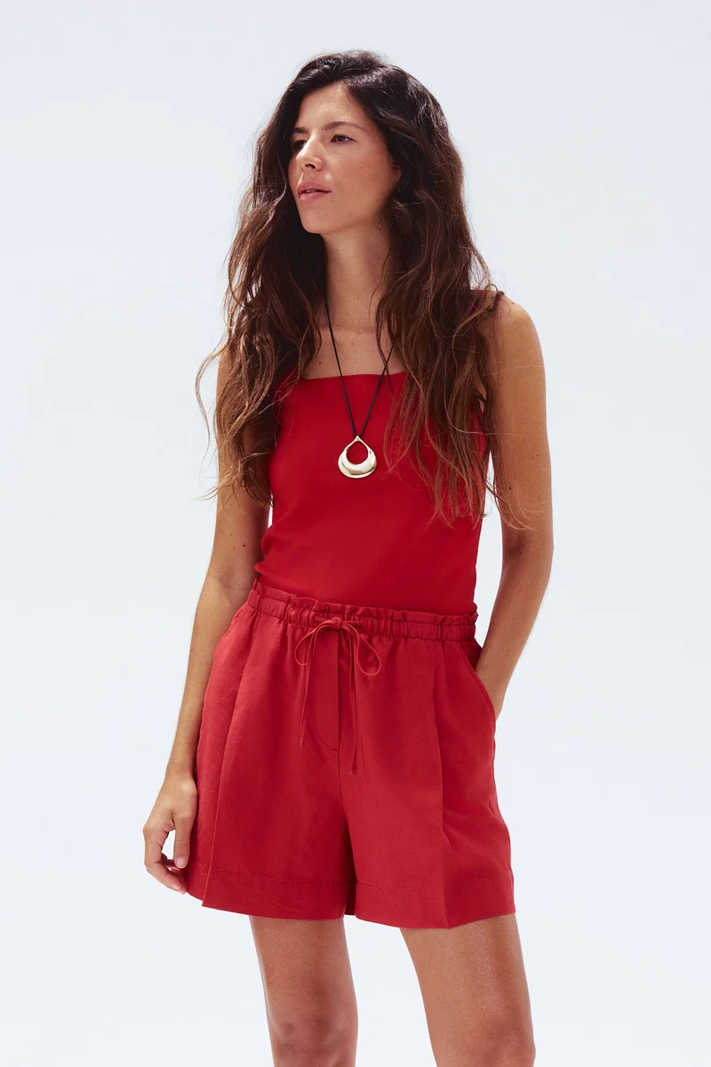 H&M Linen-blend drawstring shorts