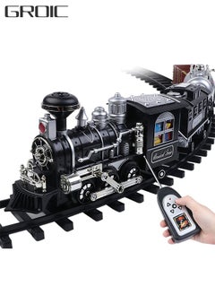 GROIC GROIC Electric Train Set with Remote Control Steam Light Sound and Tracks  - Image 1