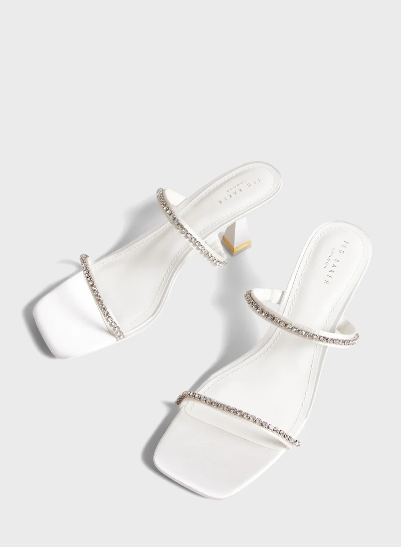 Ted Baker Rinita Diamante Satin Mule Heel Sandals