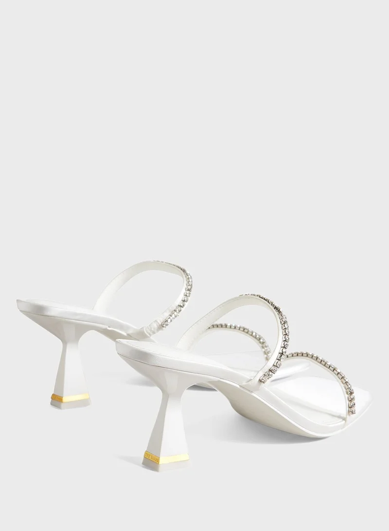 Ted Baker Rinita Diamante Satin Mule Heel Sandals