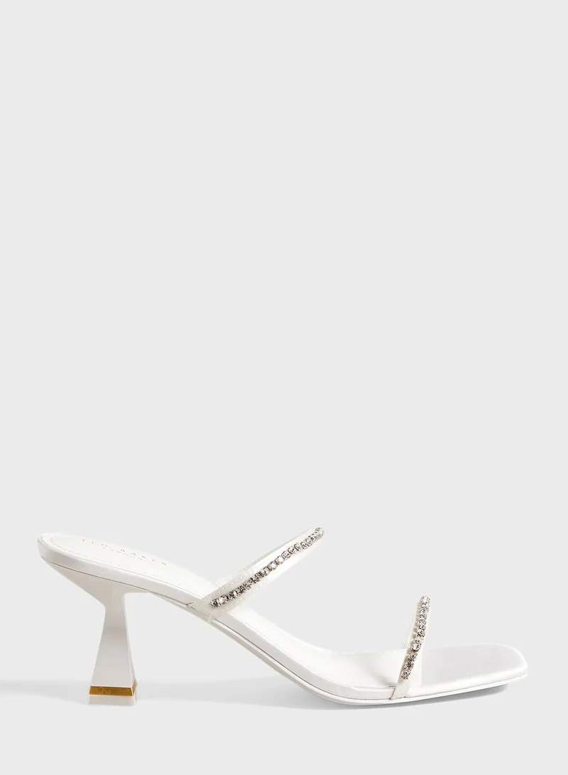 Ted Baker Rinita Diamante Satin Mule Heel Sandals