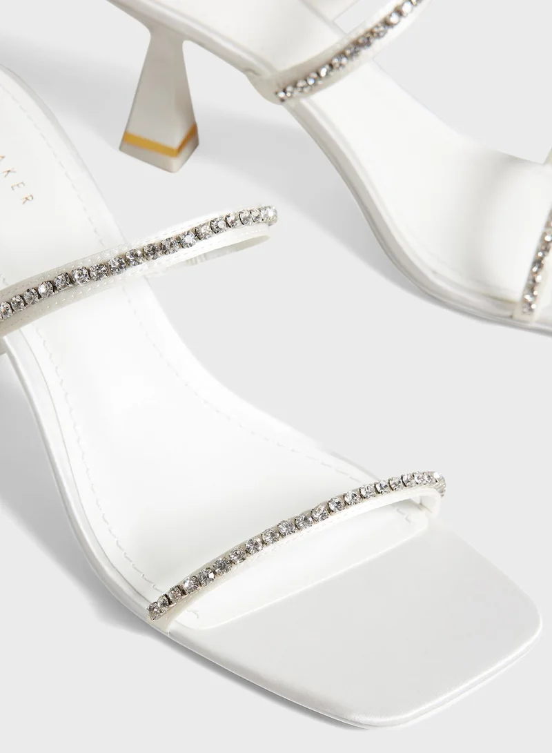 Ted Baker Rinita Diamante Satin Mule Heel Sandals