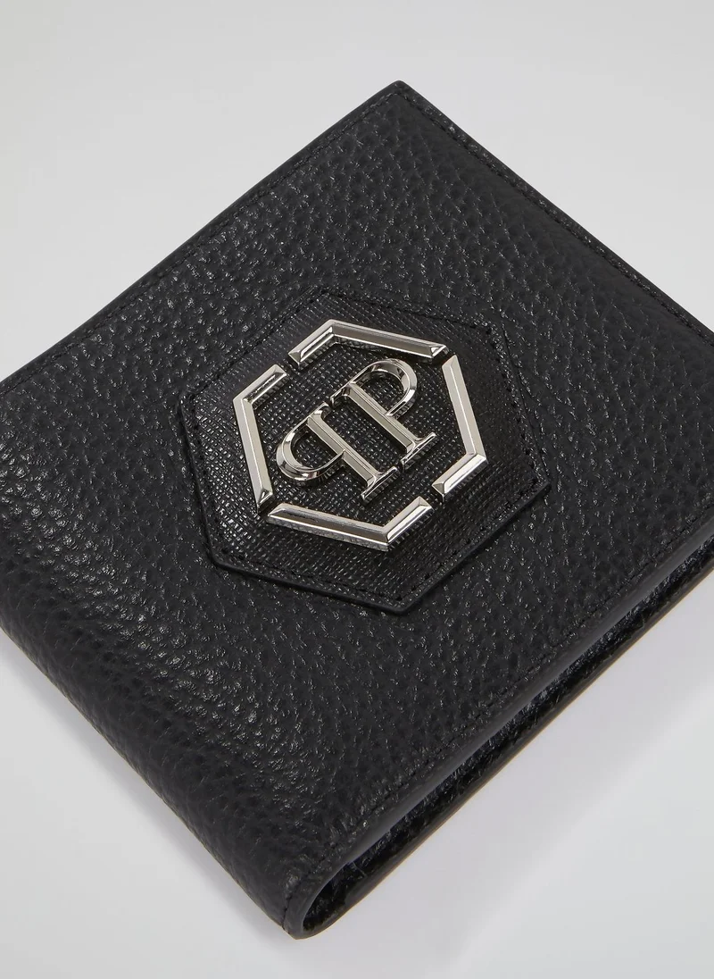 Philipp Plein  Black Monogram Appliquéd French Wallet  | Best Price UAE