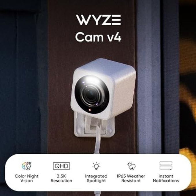 WYZE Cam V4 (Latest Model), 2.5K Ai Security Camera, Indoor/Outdoor Cameras For Home Security, Baby Monitor & Pet Camera, Vibrant Color Night Vision, No Subscription Required, Free Expert Help - Image 2