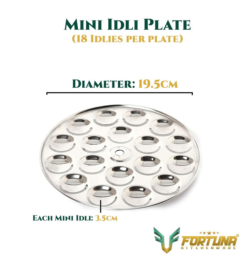 FORTUNA KITCHENWARE Fortuna Premium Stainless Steel Mini Idli Plates set of 6 | Mini Idli Stand | Mini Idli Maker Stand with 108 Idli Kulis, High Polish with Rod Picker Handle (6 Plates) - Image 4